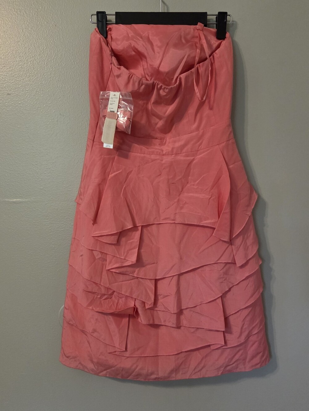 Antonio Melani Womens Pink Petal Tierd Silk Blend Strapless Mini Dress Sz 4 - Picture 3 of 9
